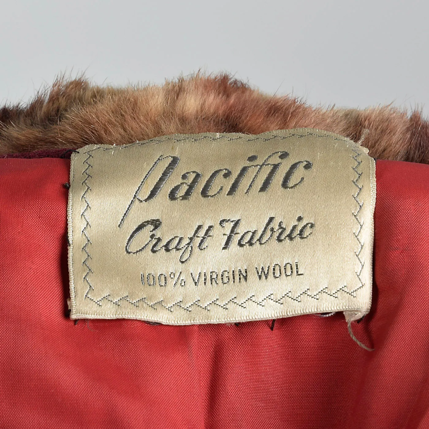 1940s Burgundy Wool Coat with Fur Trim