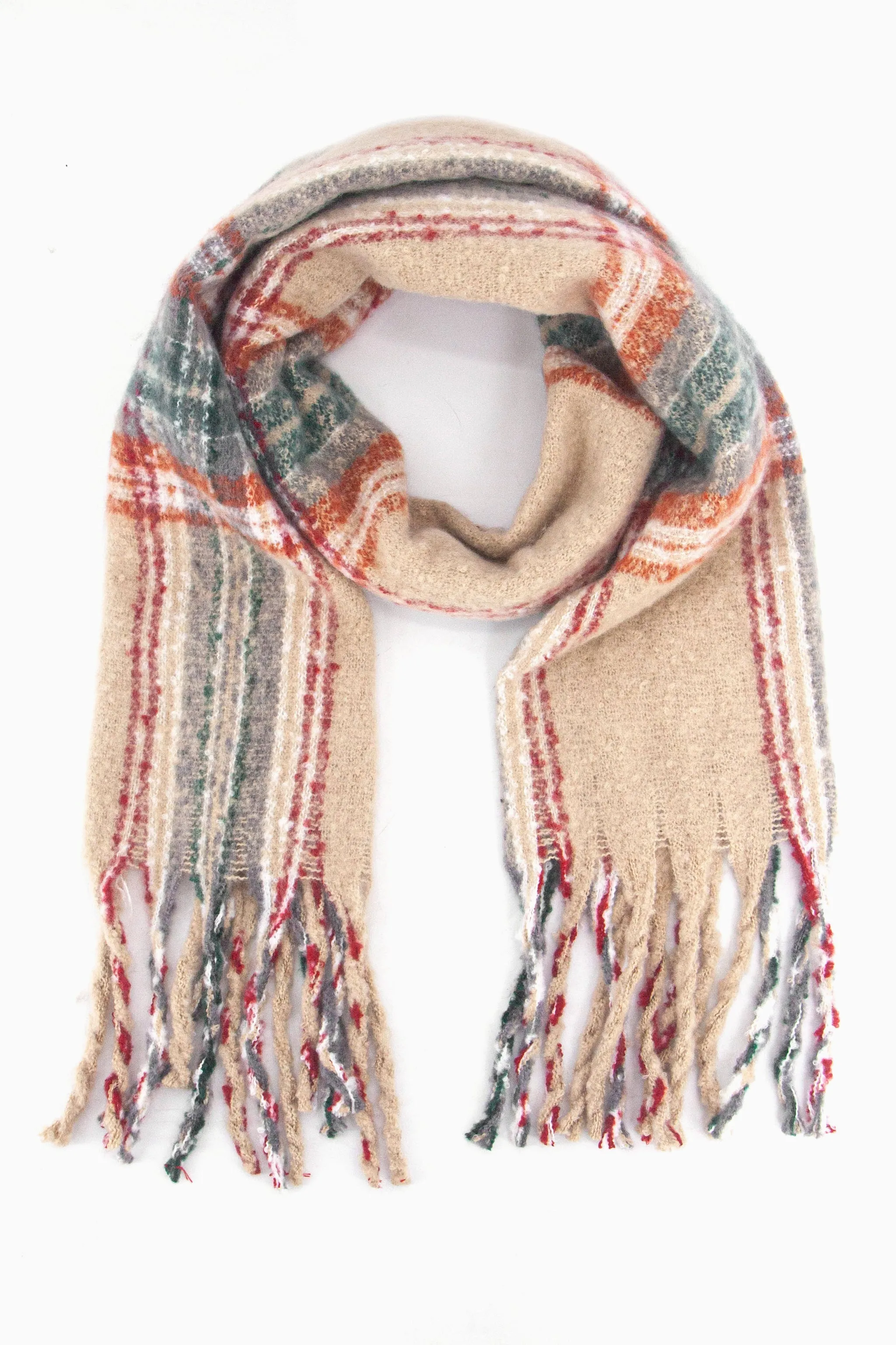 Greer Heavyweight Scarf - Cream, Traditional Check