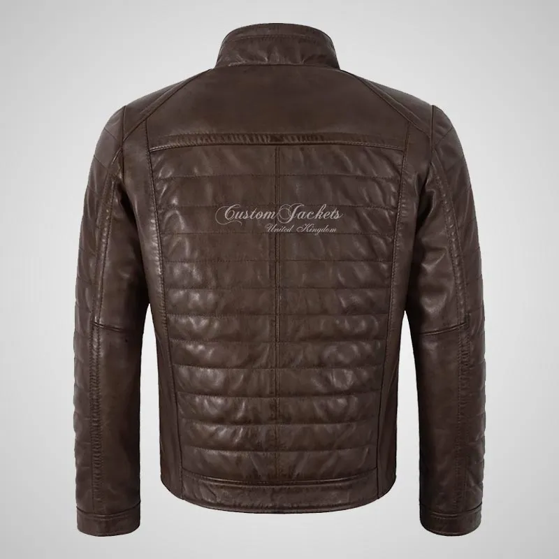 HAWORTH Men's Puffer Leather Jacket Padded Jacket