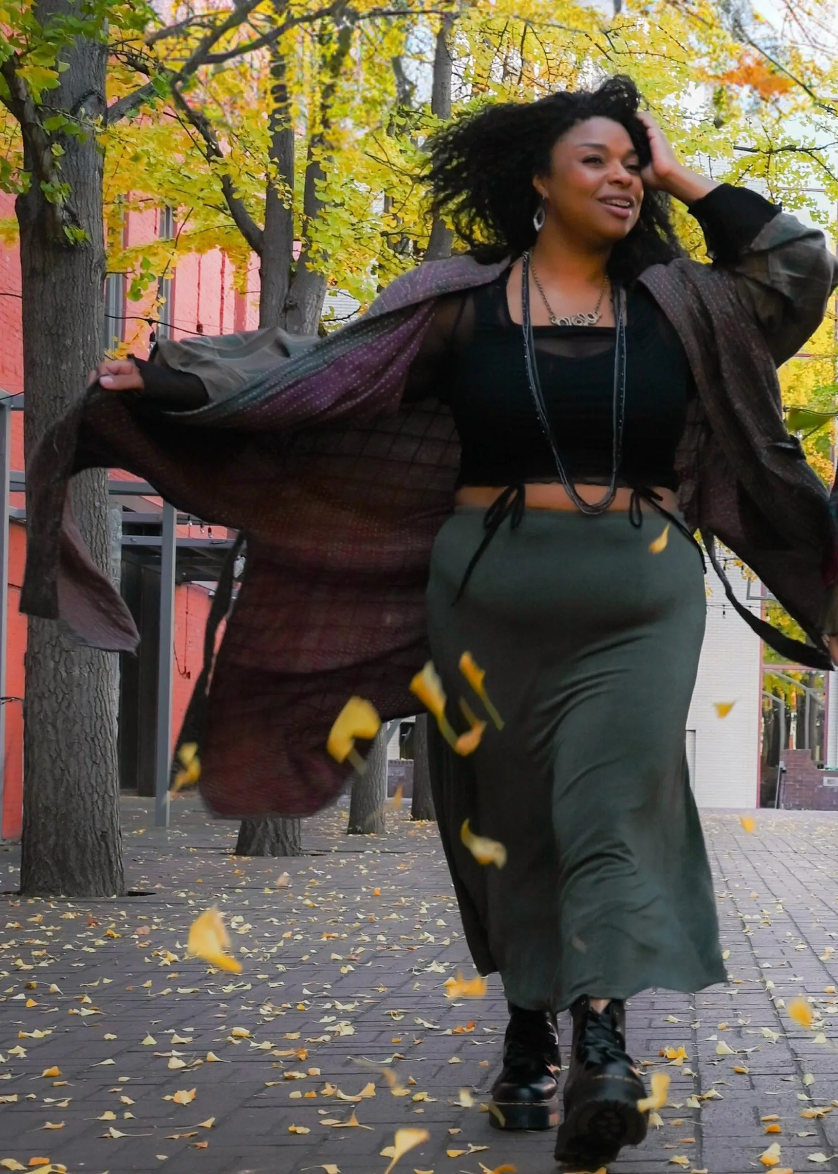 Maple A-Line Midi Skirt - Plus: Olive