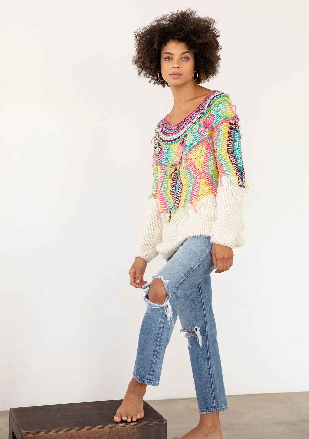 Multi Oversized Bohemian Pullover Sweater