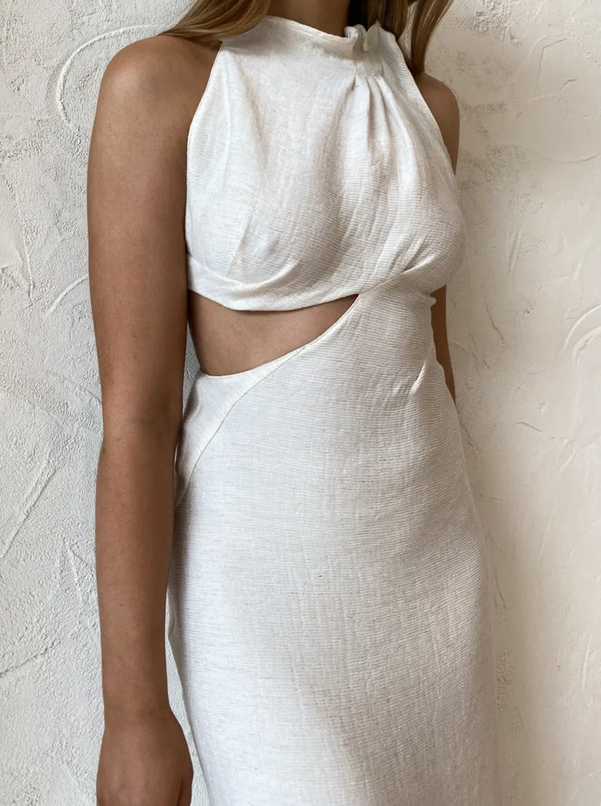One Fell Swoop Accent Maxi Dress in Natural Linen