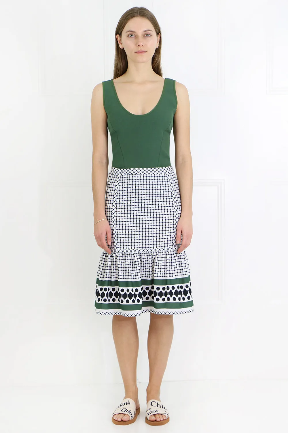 QUATRE SAISON MIDI PEPLUM SKIRT KHAKI